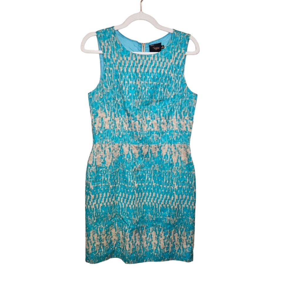 Just Taylor Sleeveless Dress Size 10 Turquoise and Tan